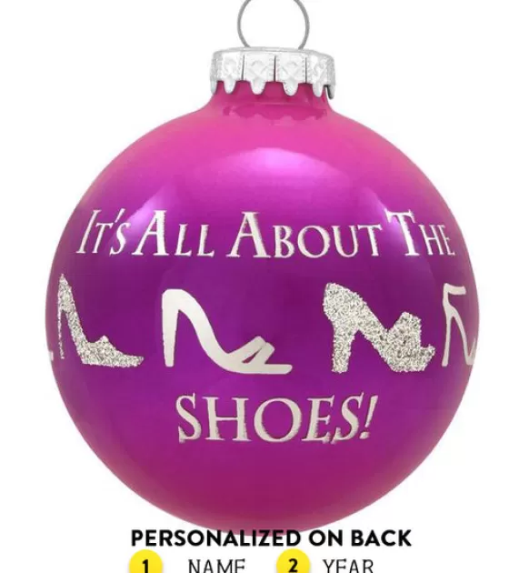 Store Personalized "It's All About The Shoes" Glass Ornament For Her