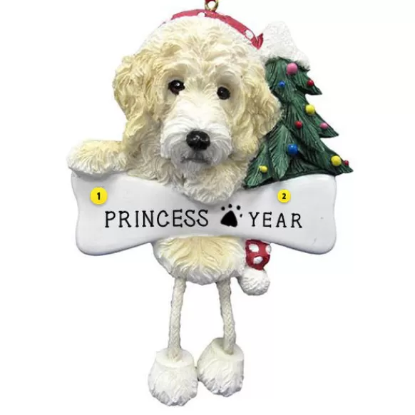 Store E & S Imports Personalized Labradoodle Dog Ornament Cream