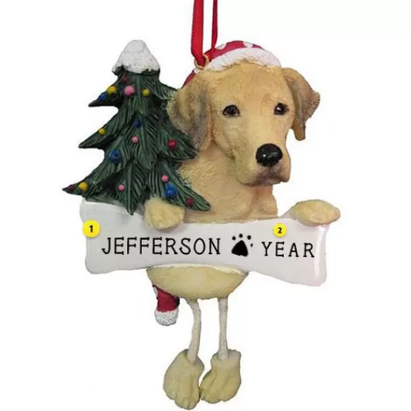 New E & S Imports Personalized Labrador Dog Ornament - Yellow