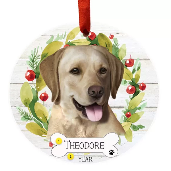 New E & S Imports Personalized Labrador Ornament - Yellow