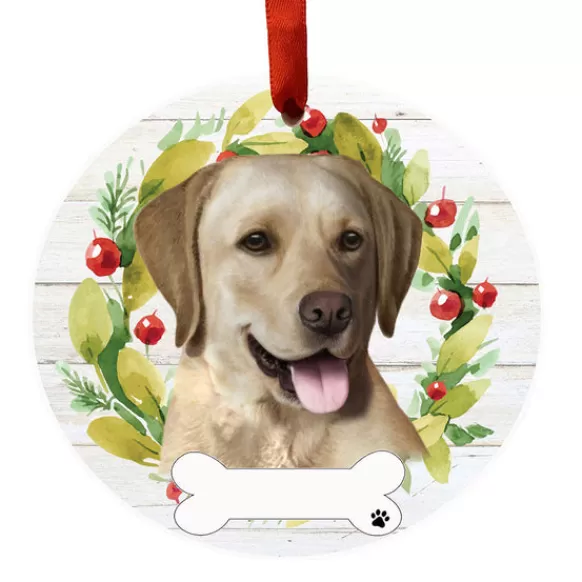 New E & S Imports Personalized Labrador Ornament - Yellow