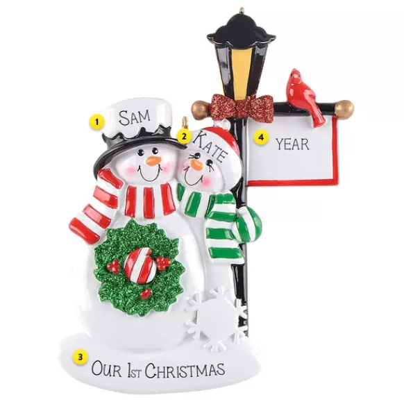 Best Sale Personalized Lamp Post Snow Couple Ornament Couples