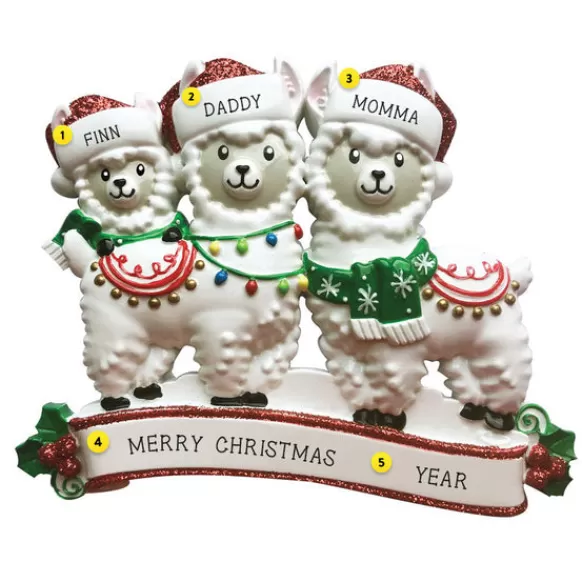 Store PolarX Personalized Llama Family Of 3 Ornament