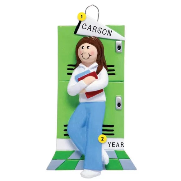 Best Sale Personalized Locker Ornament - Female, Brown Hair School Days