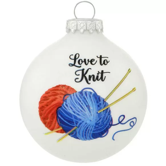 Best Sale Personalized "Love To Knit" Glass Ornament Hobbies & Activities