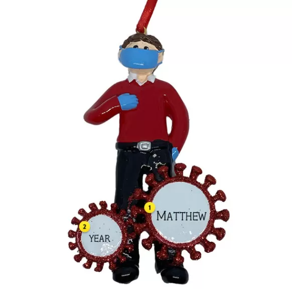 Clearance Personalized Man Wearing Mask Ornament Vaccinated / Covid-19