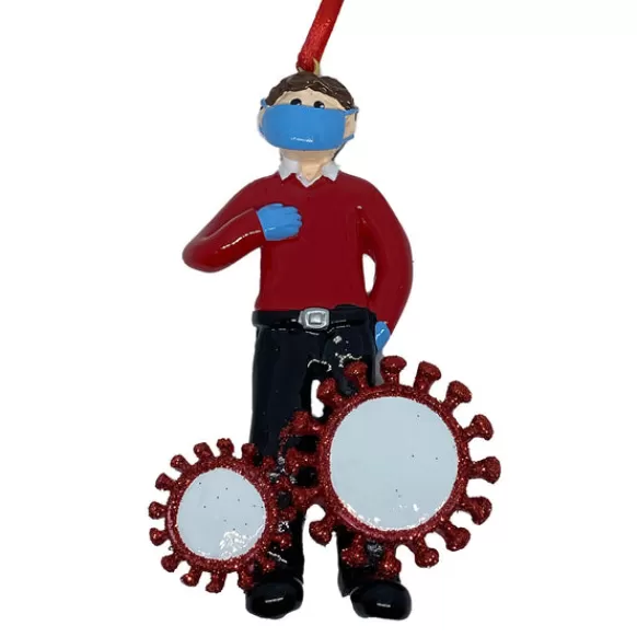 Clearance Personalized Man Wearing Mask Ornament Vaccinated / Covid-19