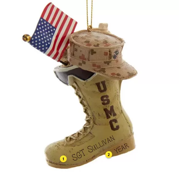 Clearance Personalized Marine Corps® Boot With Flag Ornament Military & Patriotic