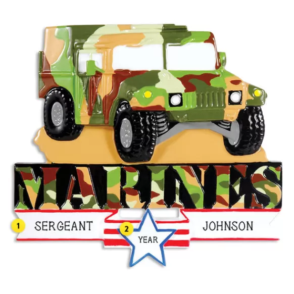 Hot Personalized Marine Humvee Ornament Military & Patriotic