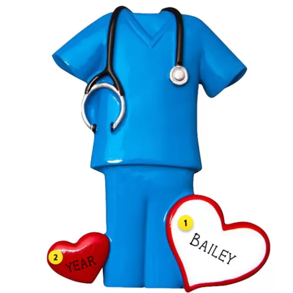Clearance PolarX Personalized Medical/Nurse Scrubs Ornament - Blue