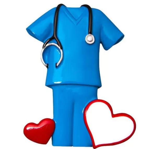 Clearance PolarX Personalized Medical/Nurse Scrubs Ornament - Blue