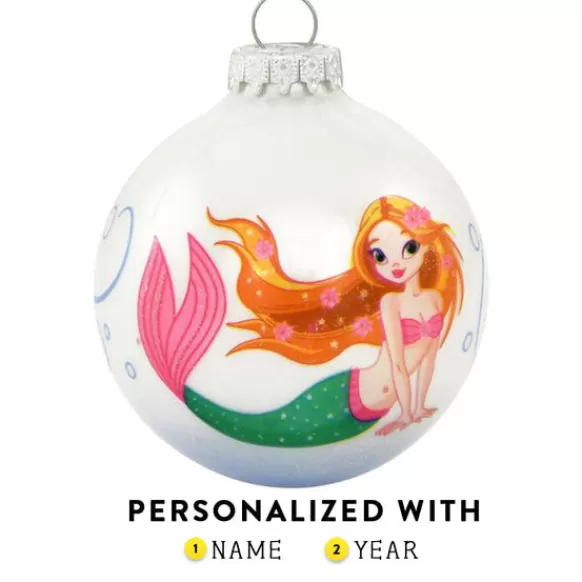 Clearance Personalized Mermaid Glass Ornament Kids