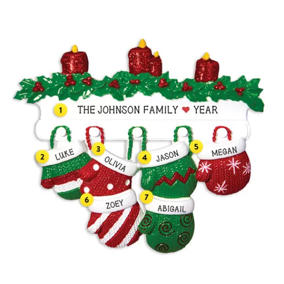 Best Sale PolarX Personalized Mitten Family Of 6 Ornament