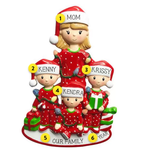 Flash Sale Personalized Mom With 3 Children Ornament Family Members