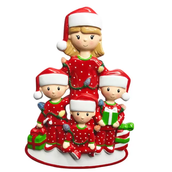 Flash Sale Personalized Mom With 3 Children Ornament Family Members