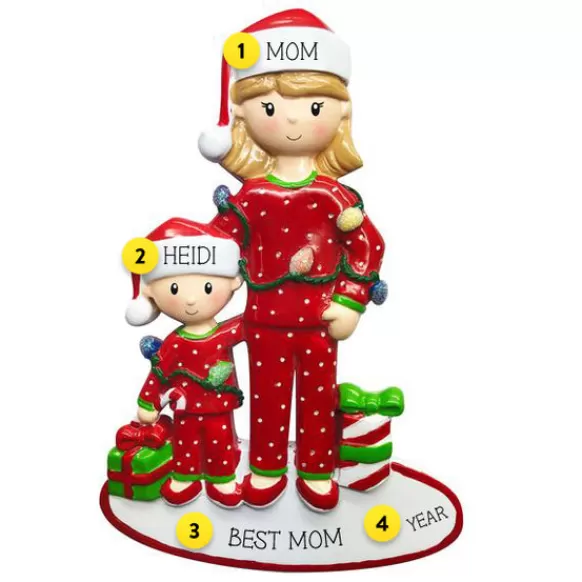 Clearance Personalized Mom With One Child Ornament Family Members