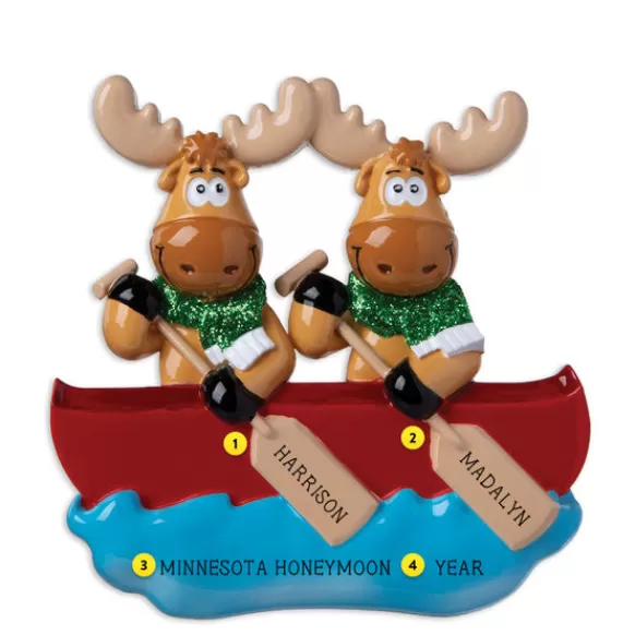 Discount Personalized Moose Couple In Canoe Ornament Couples