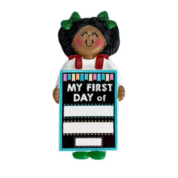 Online Personalized My 1St Day Of School Ornament - Female African American School Days