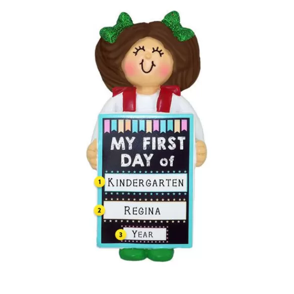 Clearance Personalized My 1St Day Of School Ornament - Female-Brunette School Days