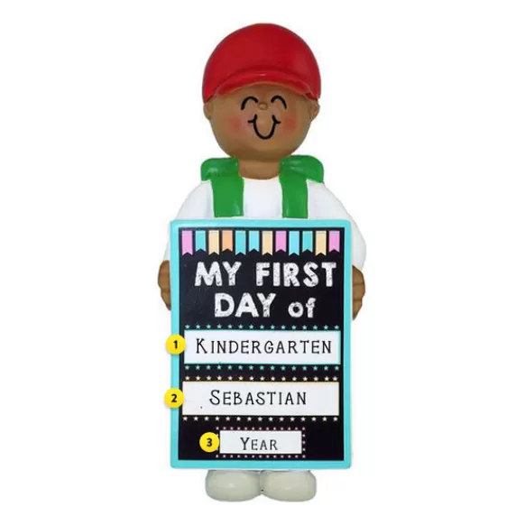 Best Sale Personalized My 1St Day Of School Ornament - Male African American School Days