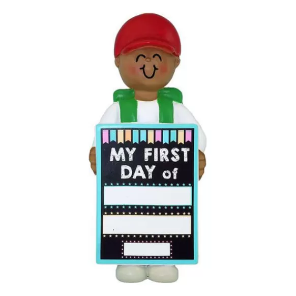 Best Sale Personalized My 1St Day Of School Ornament - Male African American School Days