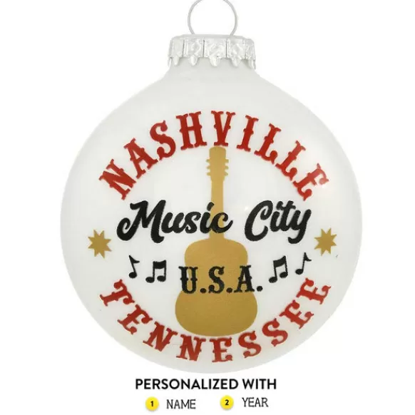 Cheap Bronners Personalized Nashville "Music City" Glass Bulb Ornament