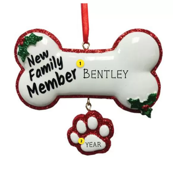 Clearance Kurt Adler Personalized New Family Member Dog Bone Ornament