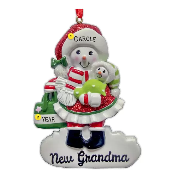 Best Sale Personalized New Grandma Snowman Ornament Family Members