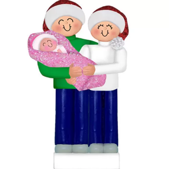 Shop Personalized New Parents With Baby Ornament - Pink Blanket Expecting & New Family