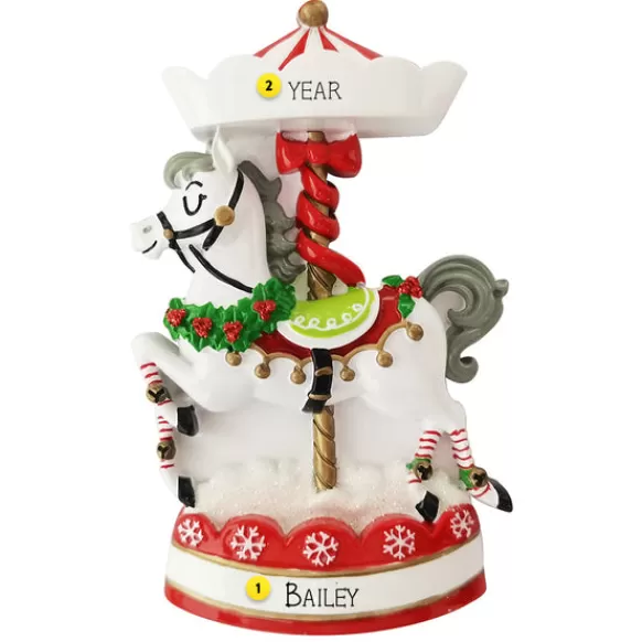 Cheap PolarX Personalized Nostalgic Christmas Carousel Horse Ornament