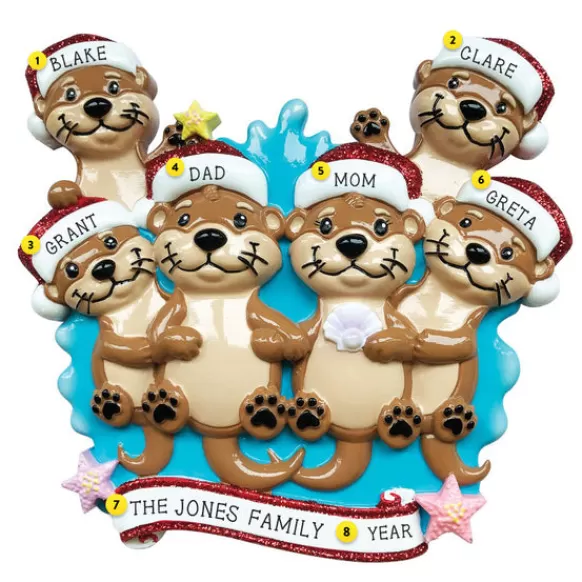 Best Sale PolarX Personalized Otter Family Of 6 Ornament