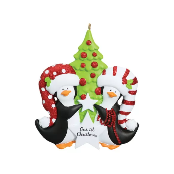 Shop Personalized Our 1St Christmas Penguin With Tree Ornament Couples