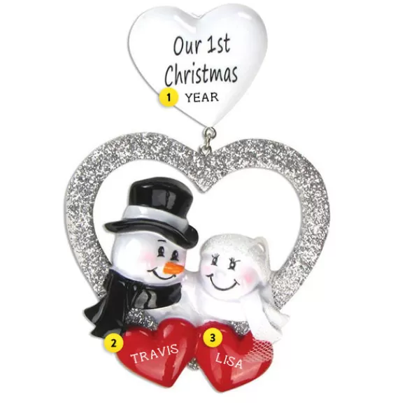 Shop Personalized Our 1St Christmas Wedding Snowcouple Ornament Engaged, Wedding, & Anniversary