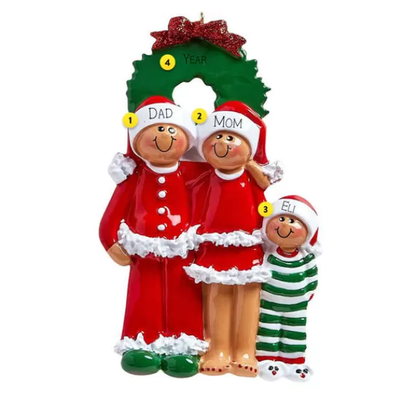 Best Rudolph & Me Personalized Pajama Family Of 3 African American Ornament