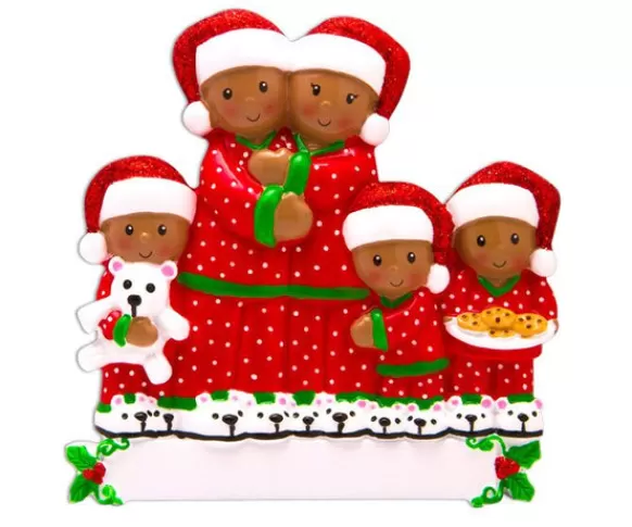 Best Sale PolarX Personalized Pajama Family Of 5 Ornament-African American