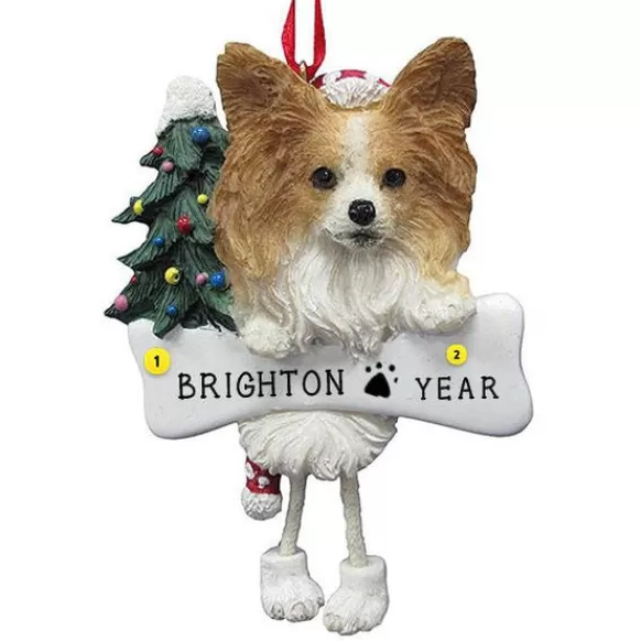 Store E & S Imports Personalized Papillon Dog Ornament