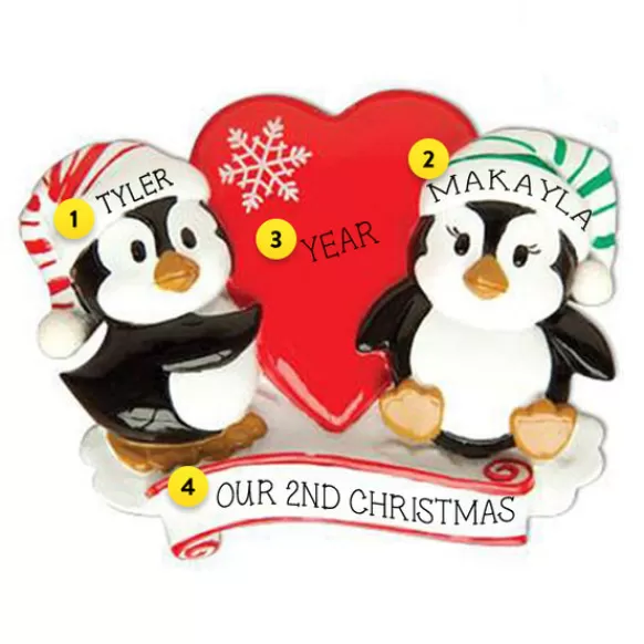 Store Personalized Penguin Couple Holding Heart Ornament Couples