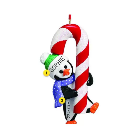 Discount Rudolph & Me Personalized Penguin With Candy Cane Ornament