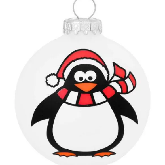 Sale Bronners Personalized Penguin With Santa Hat Glass Ornament