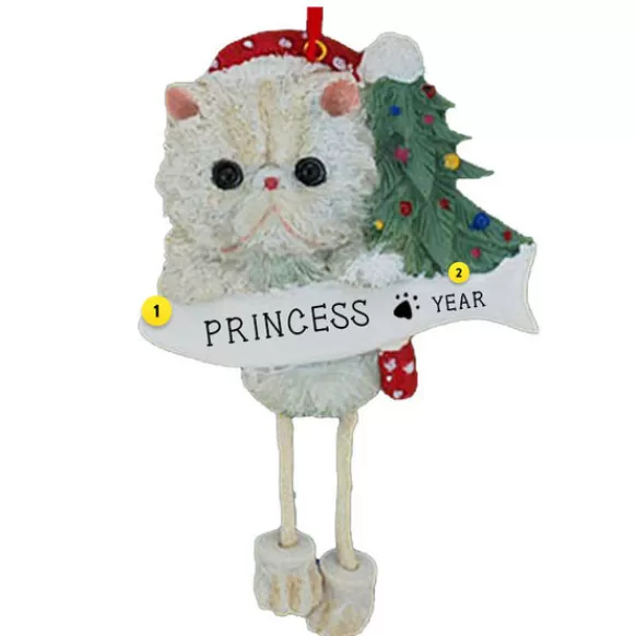 Outlet E & S Imports Personalized Persian Cat Ornament - White