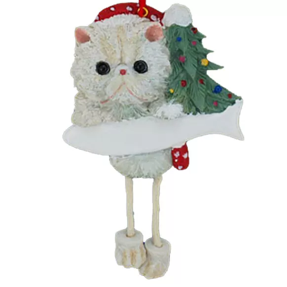 Outlet E & S Imports Personalized Persian Cat Ornament - White