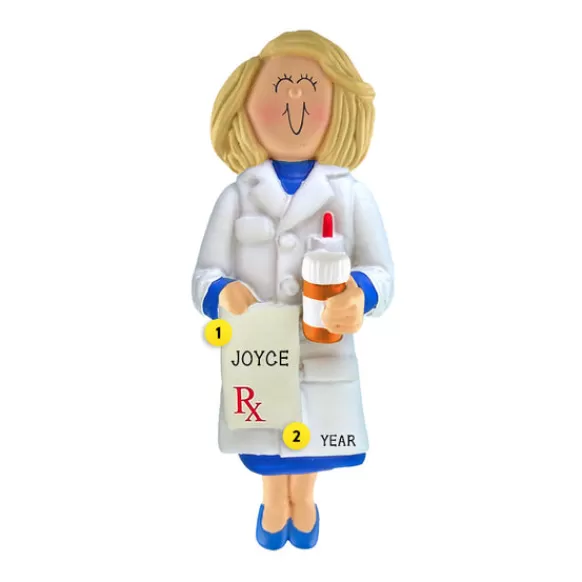 Store Ornament Central Personalized Pharmacist Ornament - Female, Blonde Hair