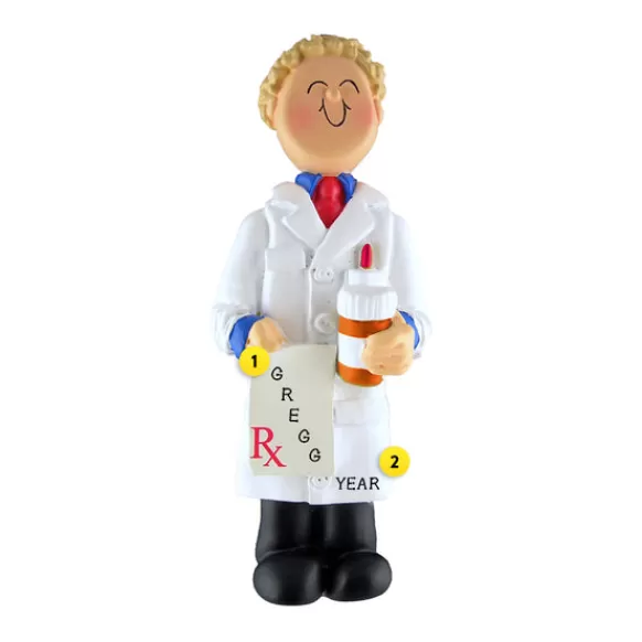 Store Ornament Central Personalized Pharmacist Ornament - Male, Blonde Hair