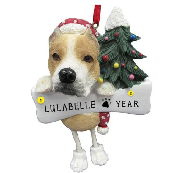 Clearance E & S Imports Personalized Pit Bull Dog Ornament