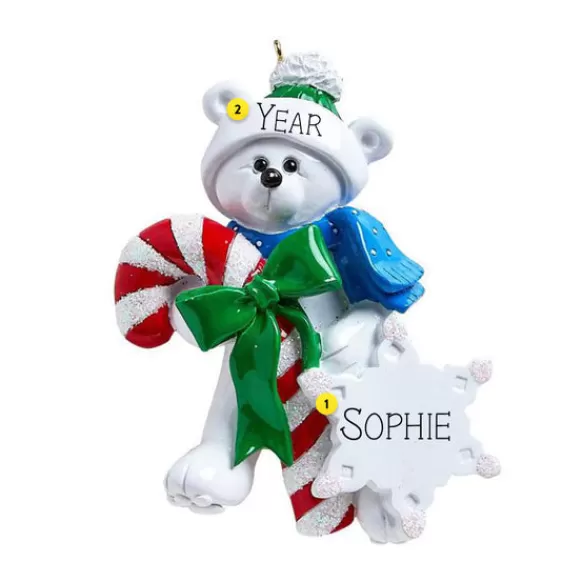 Cheap Rudolph & Me Personalized Polar Bear With Candy Cane Ornament