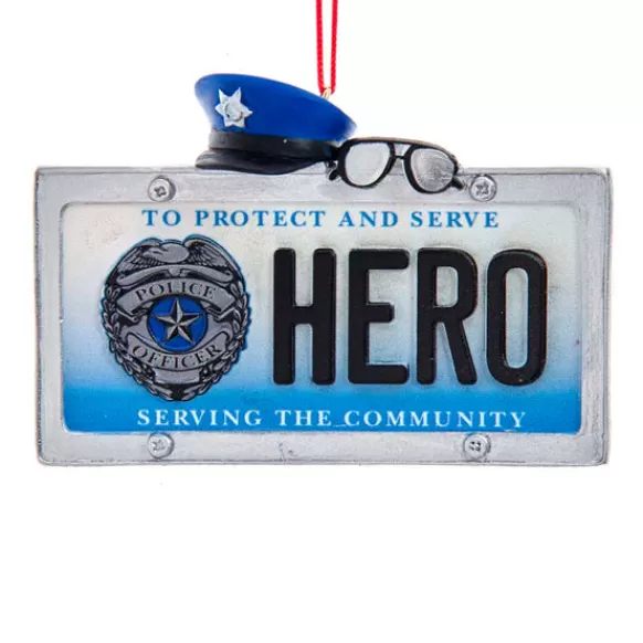 Cheap Kurt Adler Personalized Police Hero License Plate Ornament