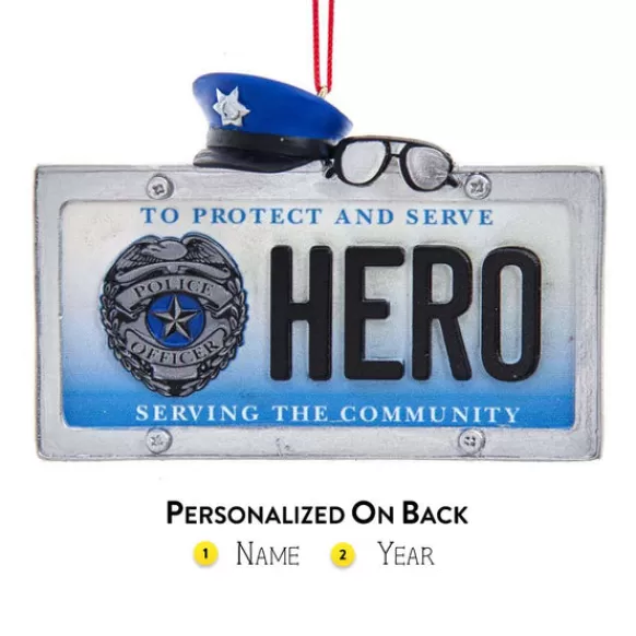 Cheap Kurt Adler Personalized Police Hero License Plate Ornament