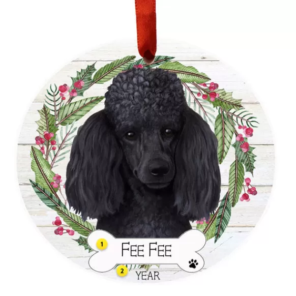 New E & S Imports Personalized Poodle Ornament - Black