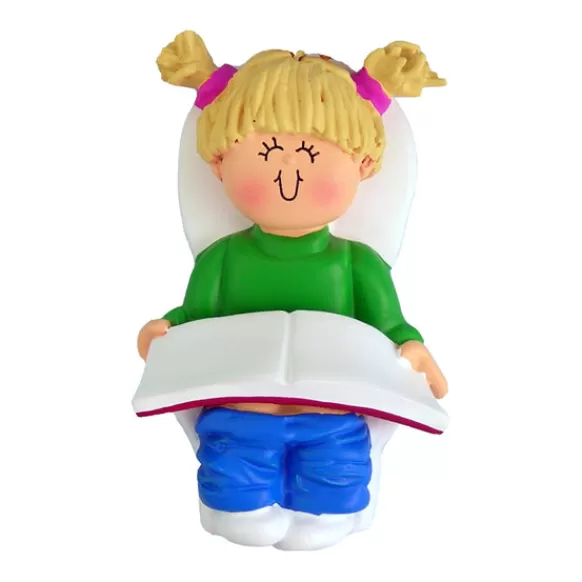 Best Personalized Potty Training Toddler Ornament - Female, Blonde Hair Growing Up