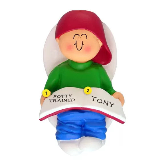 Online Personalized Potty Training Toddler Ornament - Male Growing Up